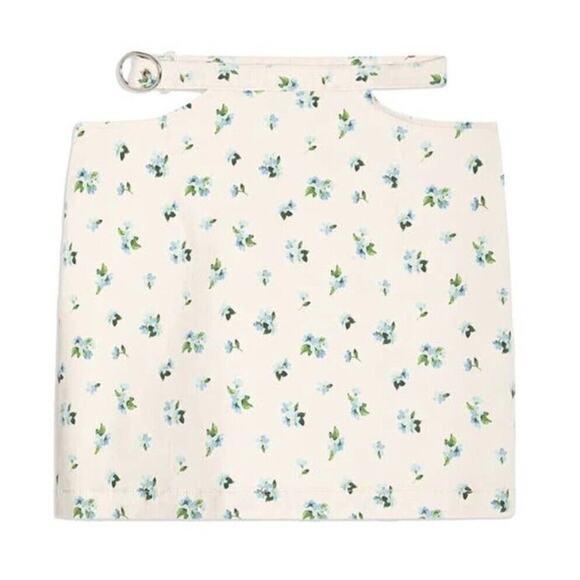 weworewhat cut out mini skirt watercolor ditsy zr5 ivory with blue floral medium - Picture 4 of 12